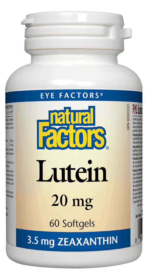 Natural Factors 護眼葉黃素, 20 毫克, 60 軟膠囊