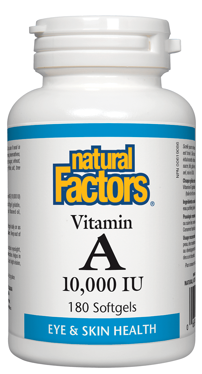 然自自然 Natural Factors Vitamin A 10,000iu, 180 softgels Canadian label version