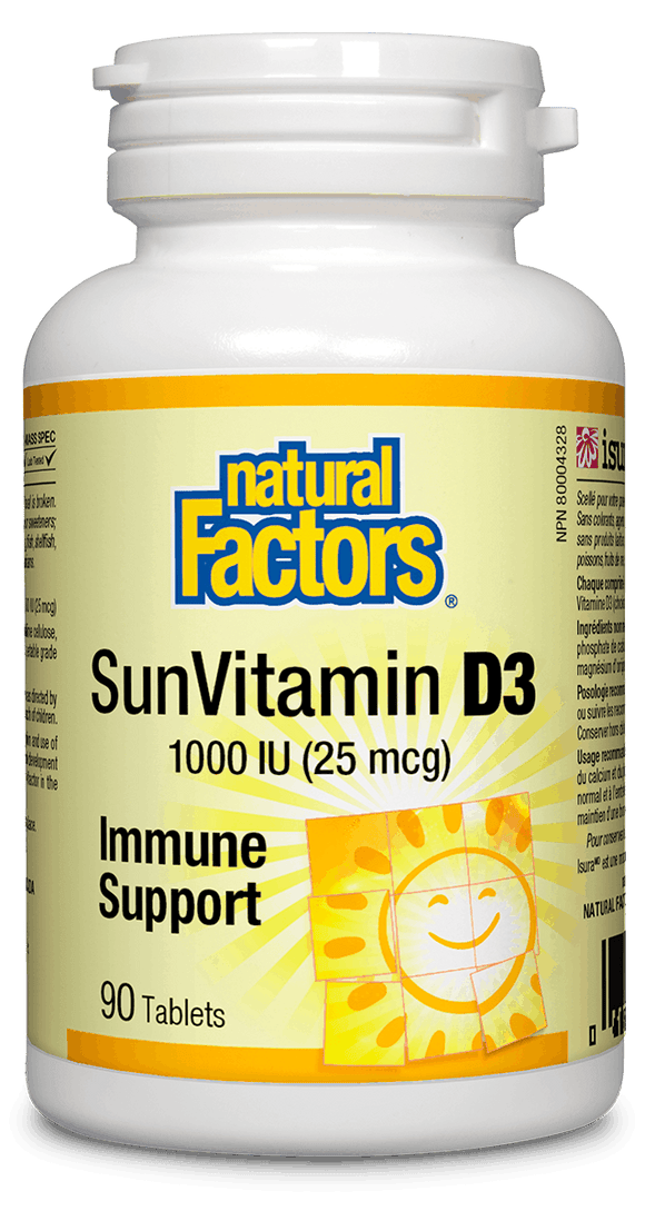 Natural Factors SunVitamin D3 Tablets 1000 IU, 90 tablets