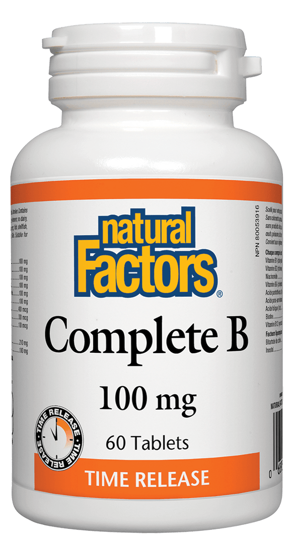Natural Factors Complete Vitamin B, Time Release, 100 mg, 60 tabs