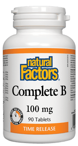 Natural Factors Complete Vitamin B, Time Release, 100 mg, 90 tabs