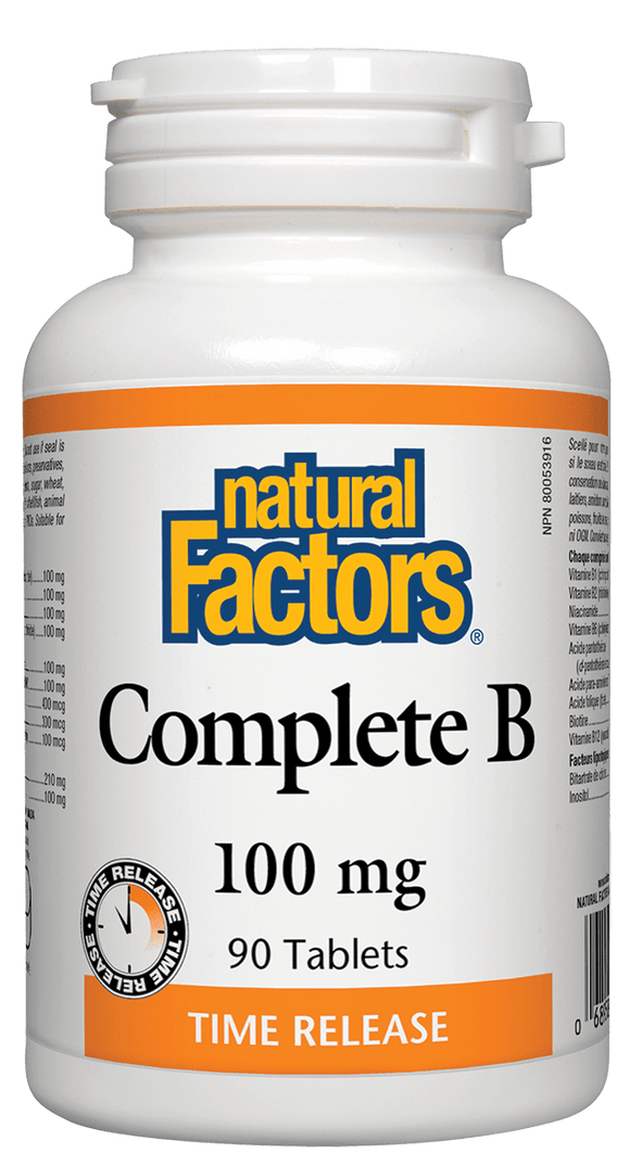 Natural Factors Complete Vitamin B, Time Release, 100 mg, 90 tabs