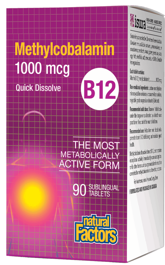Natural Factors 維生素B12，甲基氰鈷胺，1000mcg, 90錠素食含片