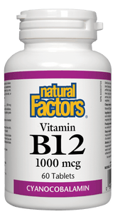 Natural Factors Vitamin B-12 Cyanocobalamin 1000mcg, 60 tabs