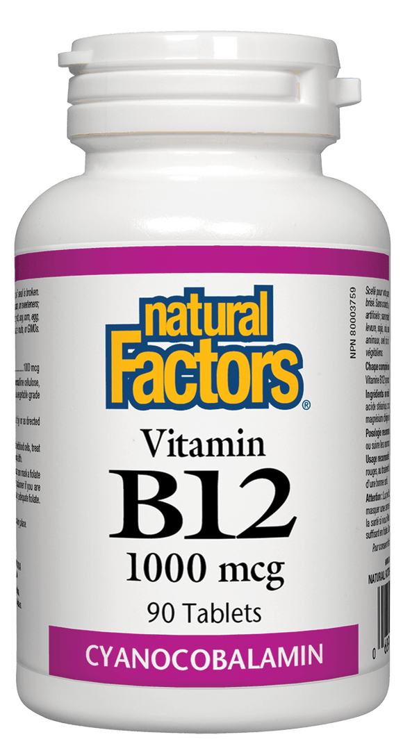 維生素B12（氰鈷胺素）Vitamin B12, 1000 mcg, 90錠劑