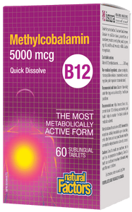 Natural Factors 维生素B12，甲基氰钴胺，5000mcg, 60片