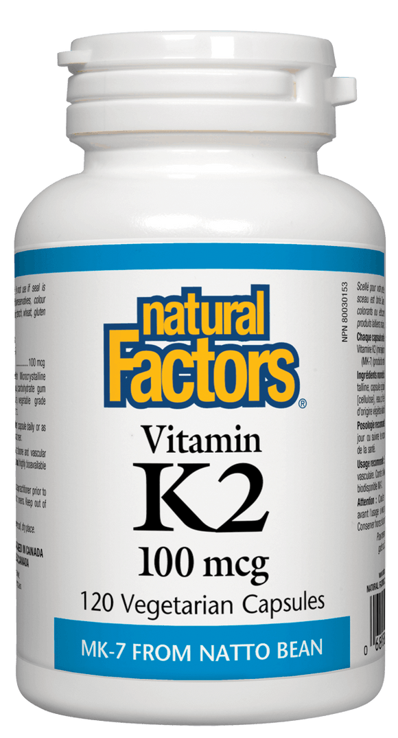 Natural Factors Vitamin K2, 120 Vegetarian Capsules