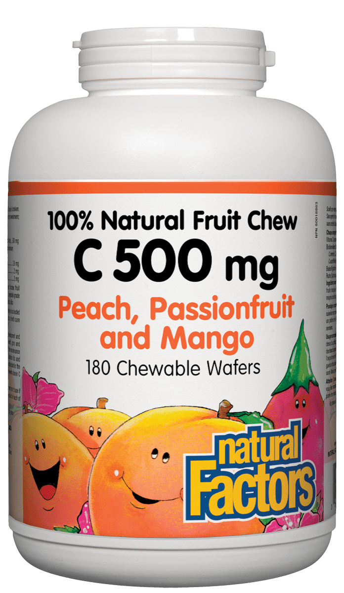 Natural Factors 维他命C 500毫克，桃子味，180粒咀嚼片