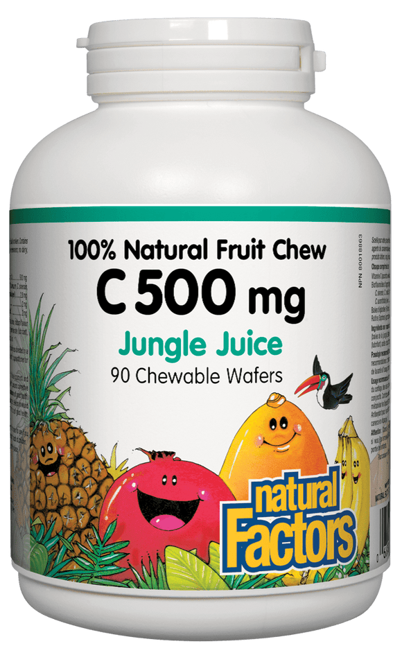 Natural Factors 儿童咀嚼式维生素C，丛林果汁，500毫克，90片