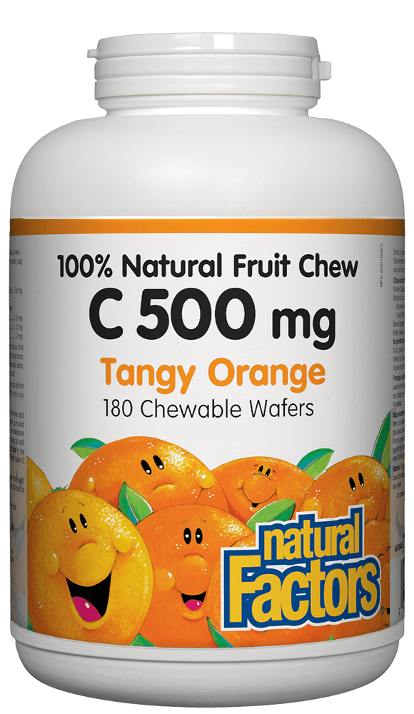 Natural Factors 維他命 C 500 毫克 甜橙口味，180 片咀嚼片