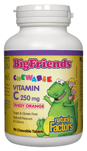 Natural Factors Tangy Orange Big Friends® Jr. Chewable C, 250 mg,  90 Chewable Tablets