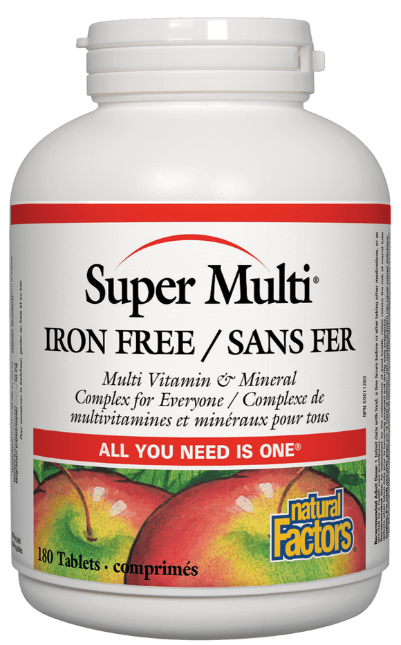 Natural Factors Super Multi-No Iron Tabs, 180 tabs