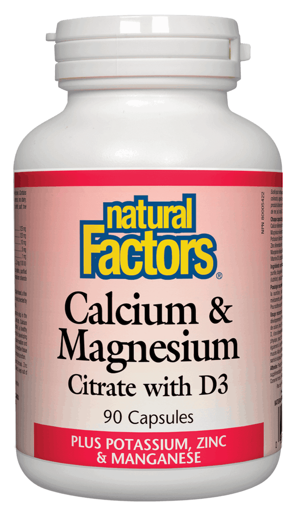 Natural Factors Calcium & Magnesium Citrate with D3 Plus Potassium, Zinc & Manganese, 90 caps