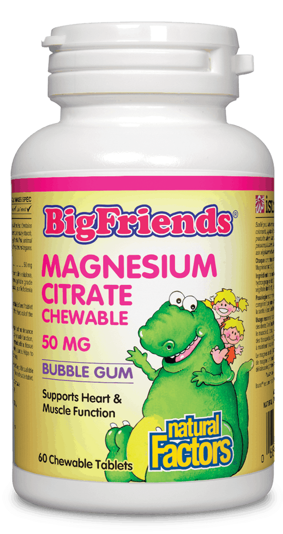 Natural Factors Big Friends Magnesium Citrate Chewable 50 mg , 60 chewable tables