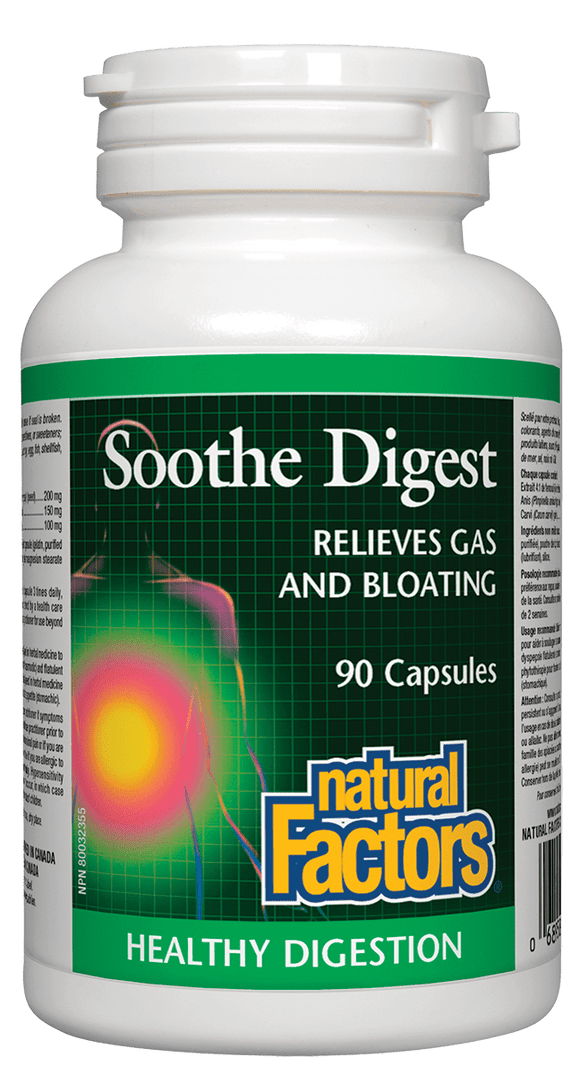Natural Factors Soothe Digest, 90 caps - Relieves gas and Bloating
