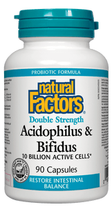 Natural Factors Acidophilus & Bifidus 10 Billion Double Strength, 90 caps