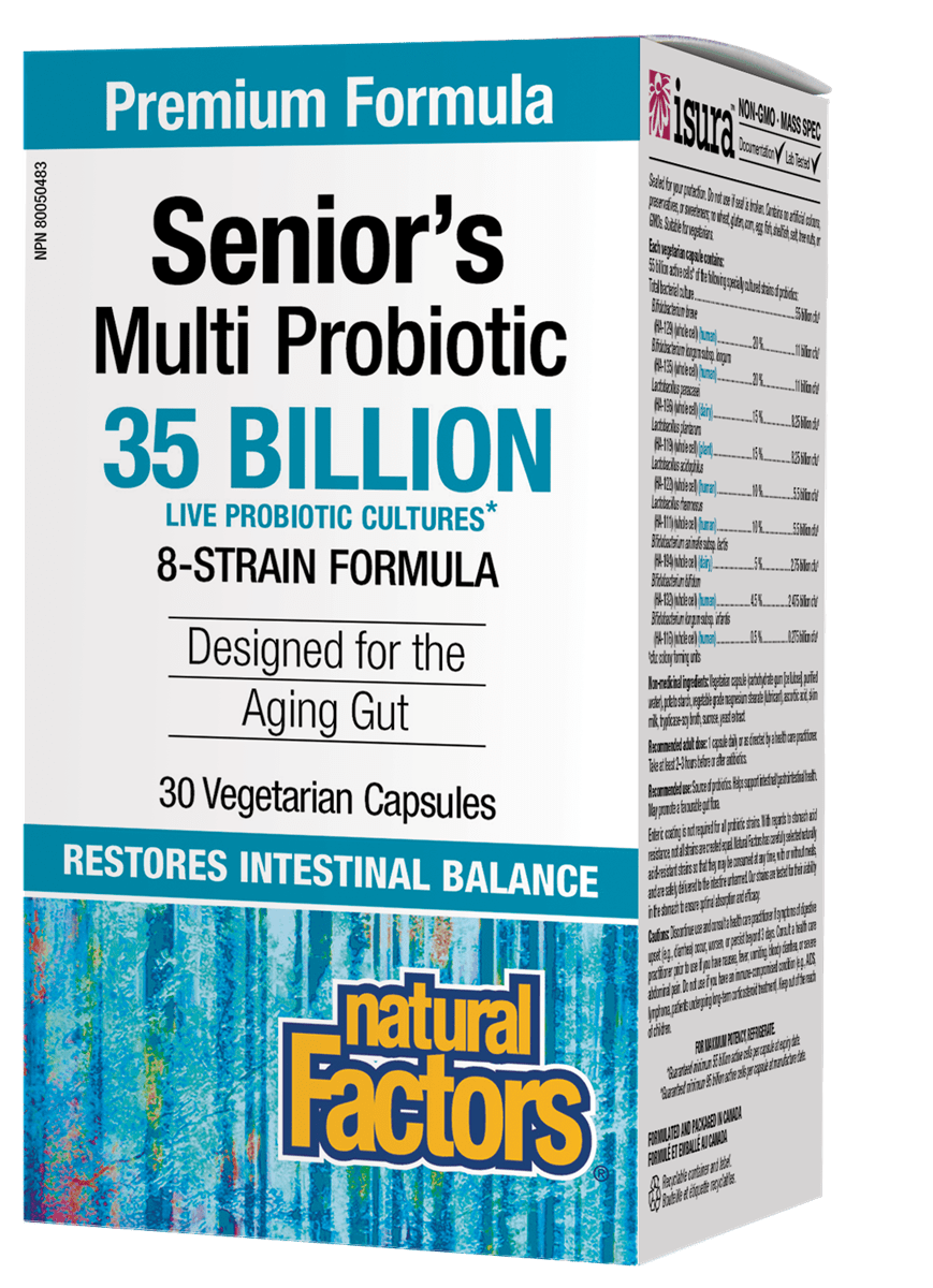 Natural Factors Senior's Multi Probiotic, 8 Strain Formula, 30 Vegetarian Capsules