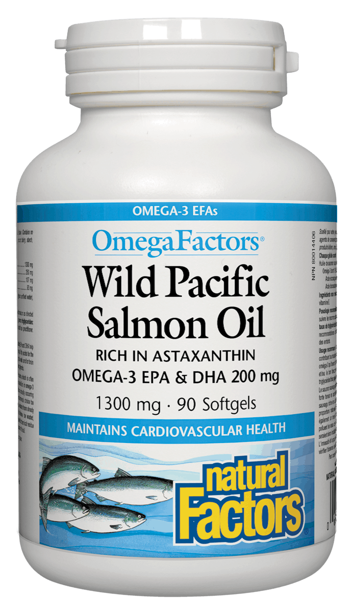 Natural Factors Wild Pacific Salmon Oil, 1000 mg, 90 softgels