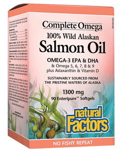 Natural Factors 100% Wild Alaskan Salmon Oil, 90 Softgels