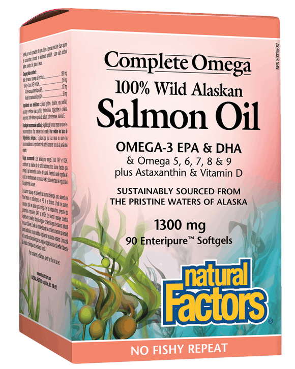 Natural Factors 100% Wild Alaskan Salmon Oil, 90 Softgels