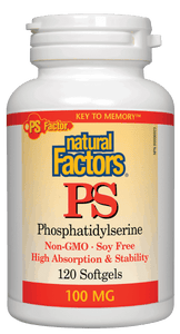 Natural Factors 高含量聪明素-磷脂酰丝氨酸(PS),100毫克,120粒软胶囊