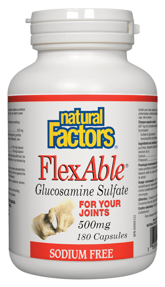 Natural Factors FlexAble™ Glucosamine Sulfate, Sodium Free, 180 caps