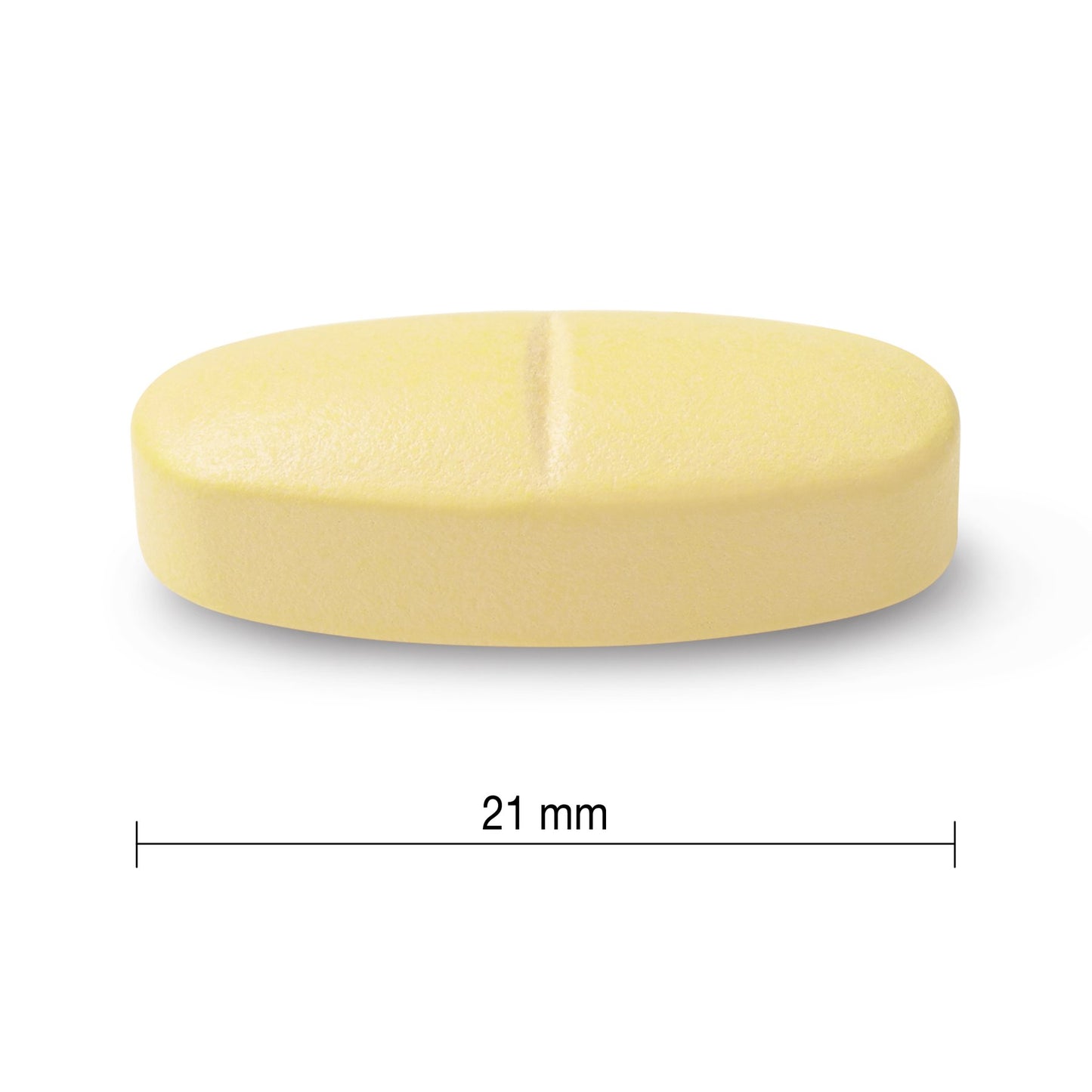 Jamieson Prenatal 100% Complete Multivitamin, caplet length is 21 mm long