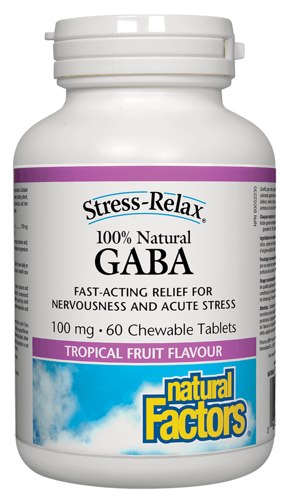 Natural Factors Stress-Relax™ 100% Natural GABA, 60 chewable tabs