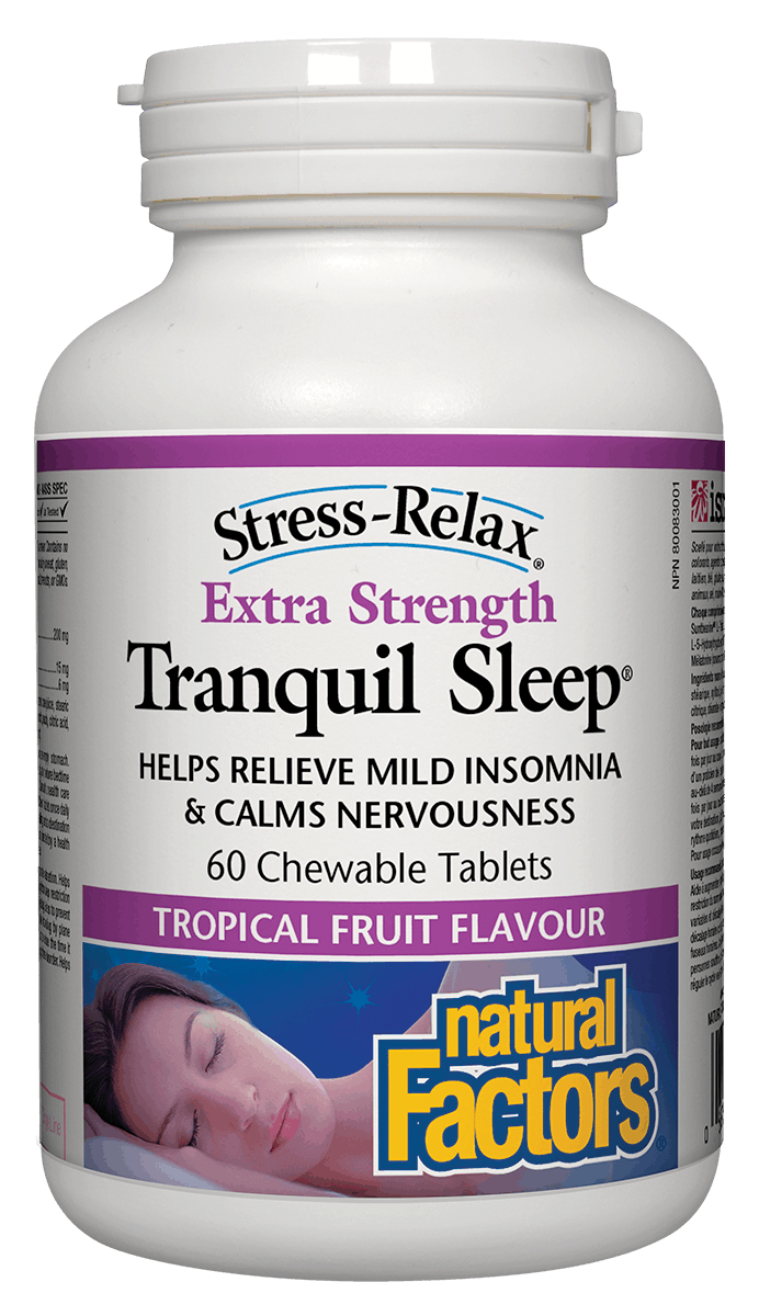 Natural Factors Tranquil Sleep 60 chewable tablets Tropical Fruit Flavour