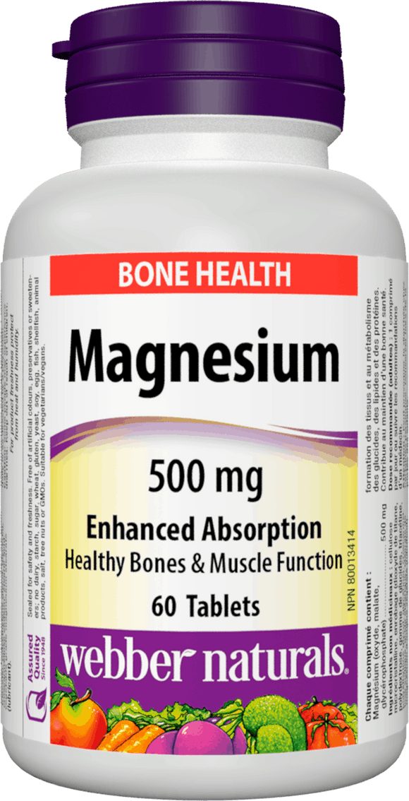Webber Naturals Magnesium 500mg Enhanced absorption, 60 tabs