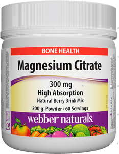 Webber Naturals Magnesium Citrate Powder 300 mg, 200g powder