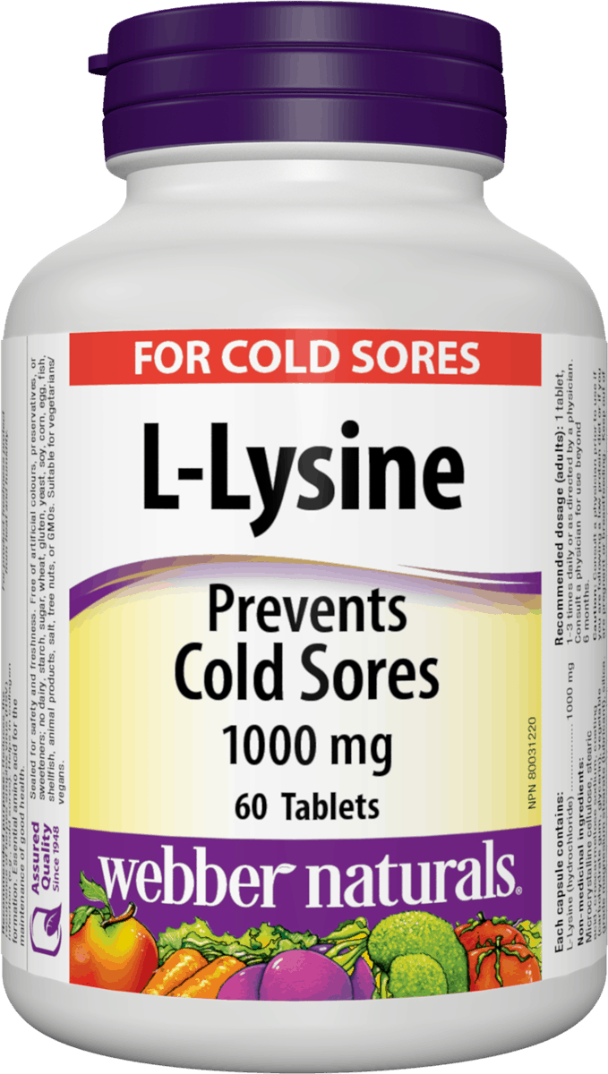 Webber Naturals L-Lysine 1000 mg 60 Tablets
