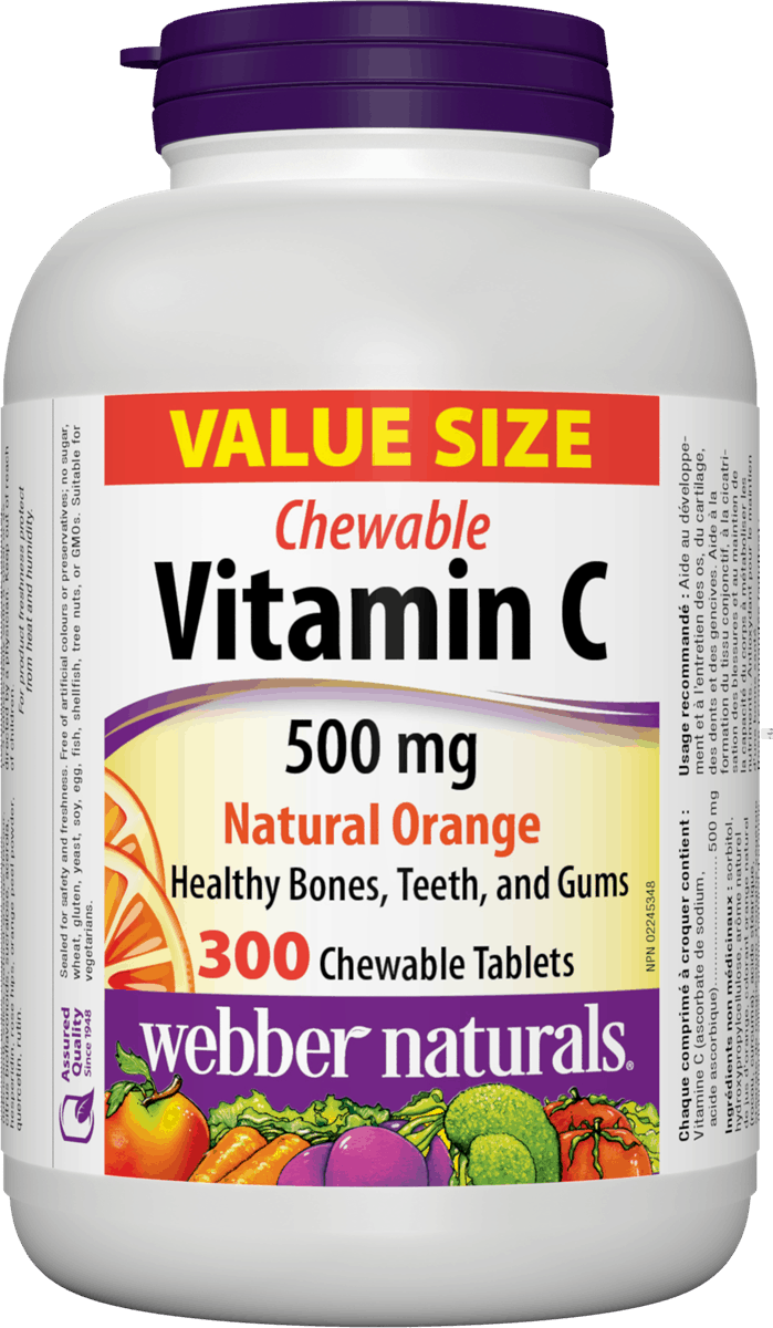 Webber Naturals 维他命C 500毫克 橙子风味，300片咀嚼片 （超值裝）