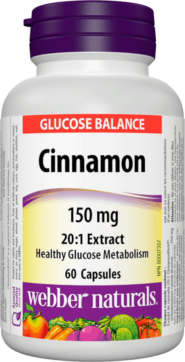 Webber Naturals  维护血糖水平肉桂萃取 150毫克，60粒