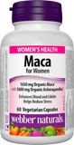 Webber Naturals Maca for Women 1650 mg Maca with 3600 mg Ashwagandha 60 veg capsules