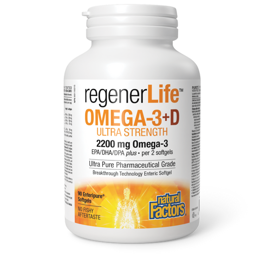 Natural Factors RegenerLife 强效魚油 OMEGA-3+ 維生素 D ，90 粒软胶囊