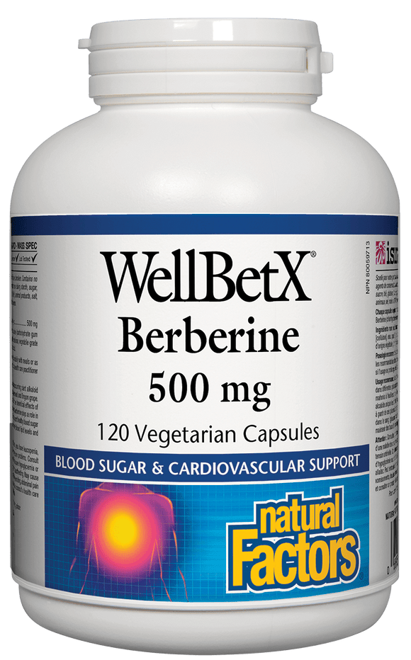 Natural Factors WellBetX 天然平衡血糖健康小檗碱，500毫克，120粒素食胶囊
