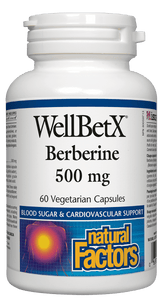 Natural Factors  WellBetX™ 天然平衡血糖健康小檗堿, 500 毫升， 60粒素食膠囊
