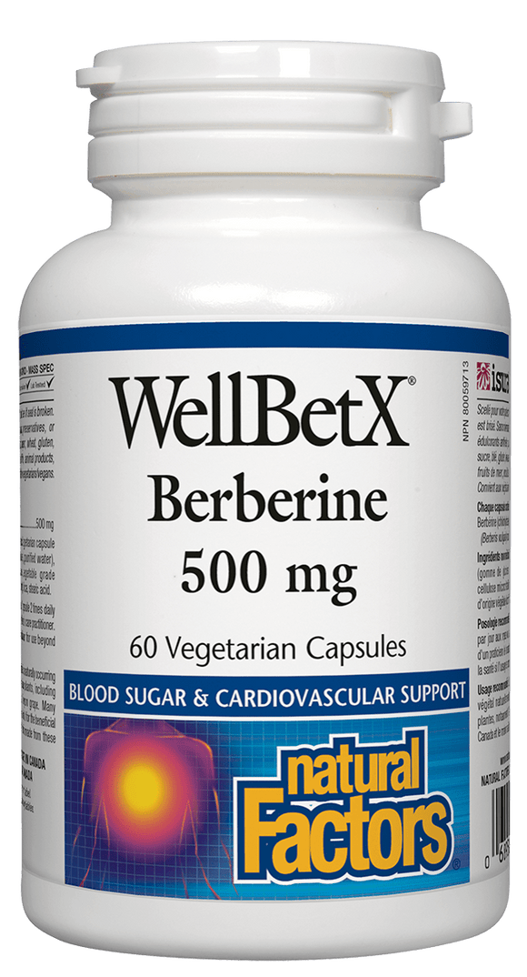 Natural Factors  WellBetX™ 天然平衡血糖健康小檗碱， 60粒素食胶囊