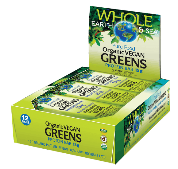 Natural Factors Organic Vegan Greens Protein Bar 12 x 75 g