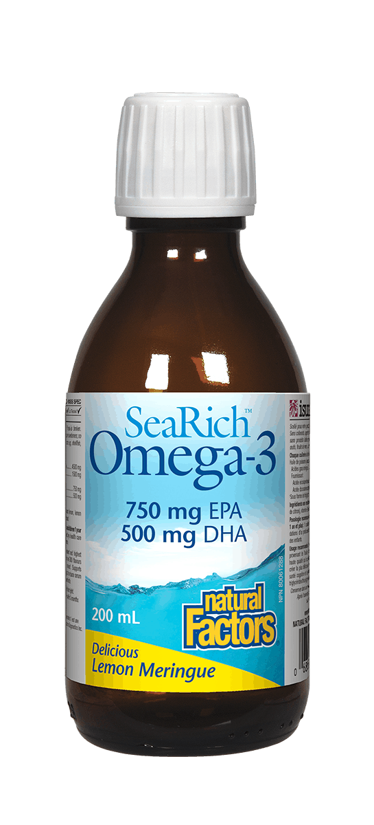Natural Factors SeaRich 欧米伽Omega-3 ,750毫克EPA+500毫克DHA，柠檬酥皮口味，200毫升