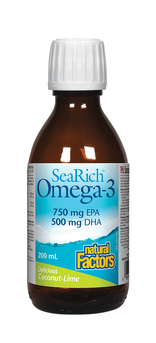 Natural Factors SeaRich Omega-3 鱼油 ,750毫克EPA+500毫克DHA，椰子口味，200毫升