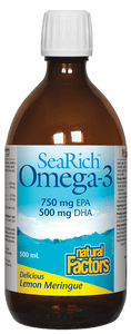 Natural Factors SeaRich Omega-3 鱼油 ,750毫克EPA+500毫克DHA，柠檬酥皮口味，500毫升