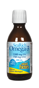 Natural Factors SeaRich Omega-3鱼油 1500毫克 EPA/750毫克DHA, 柠檬酥皮口味， 200毫升
