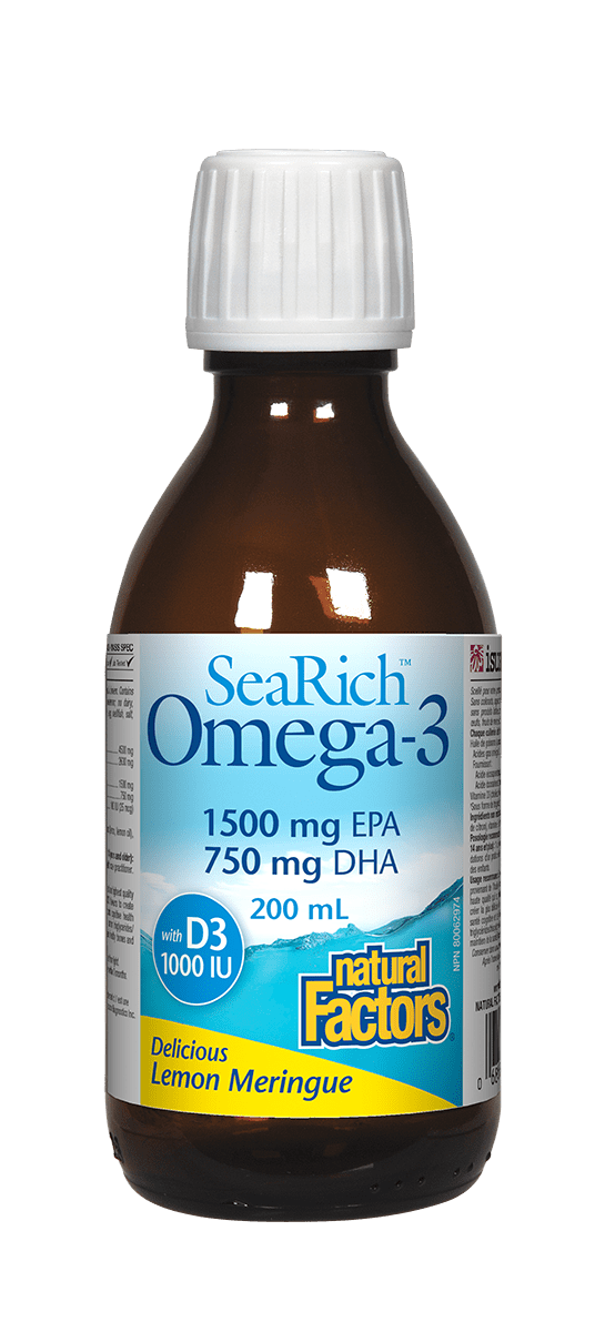 Natural Factors SeaRich Omega-3鱼油 1500毫克 EPA/750毫克DHA, 柠檬酥皮口味， 200毫升

