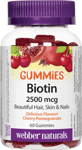 Webber Naturals Biotin Gummies 2500 mcg Cherry Pomegranate 60 Gummies