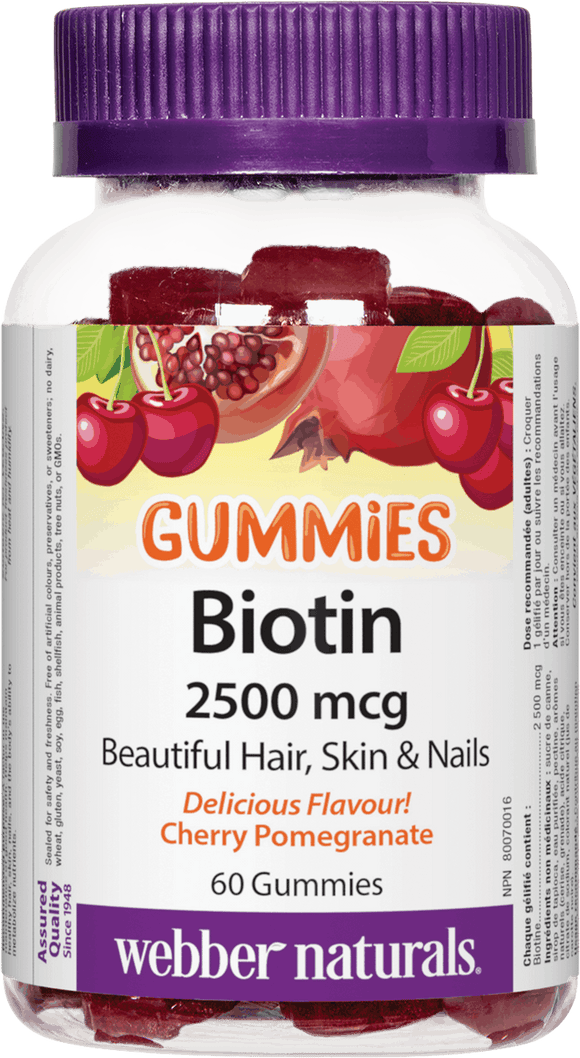 Webber Naturals Biotin Gummies 2500 mcg Cherry Pomegranate 60's