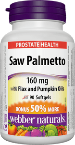 Webber Naturals Saw Palmetto with Flax and Pumpkin Oils, 160mg, 90 softgels