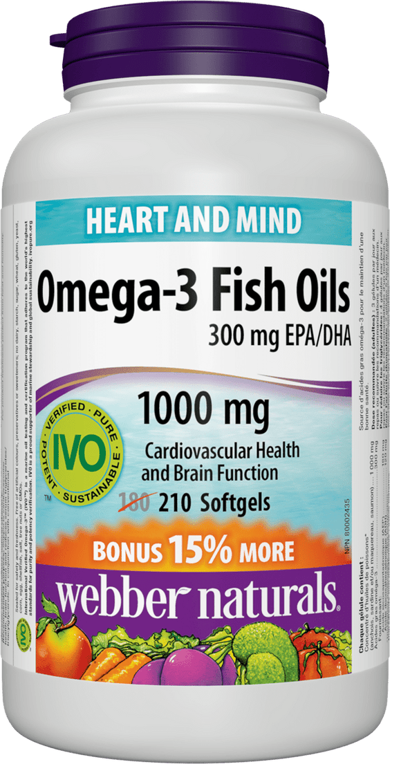 Webber Naturals Omega-3鱼油，1000mg,  优惠装210粒软胶囊