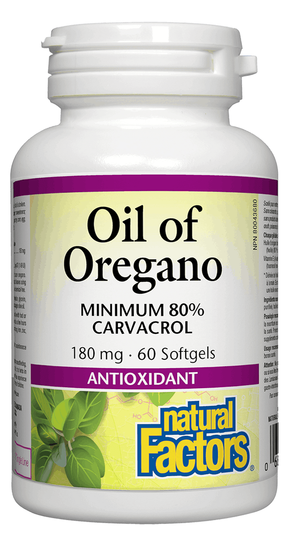 Natural Factors Organic Oil of Oregano, 180mg, 60 softgels
